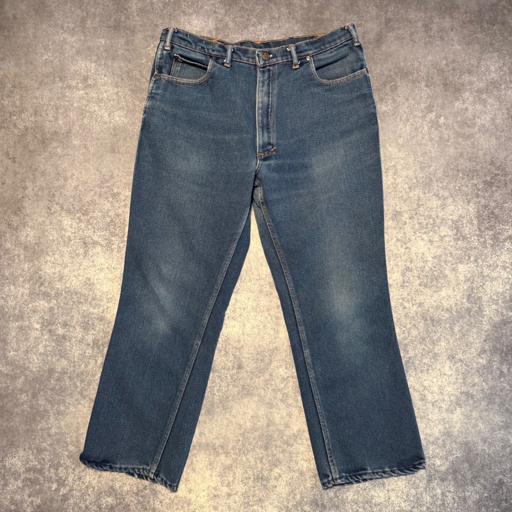 VTG 70s American Heritage Mens Jeans Medium Wash Scovill Zip Western Made USA